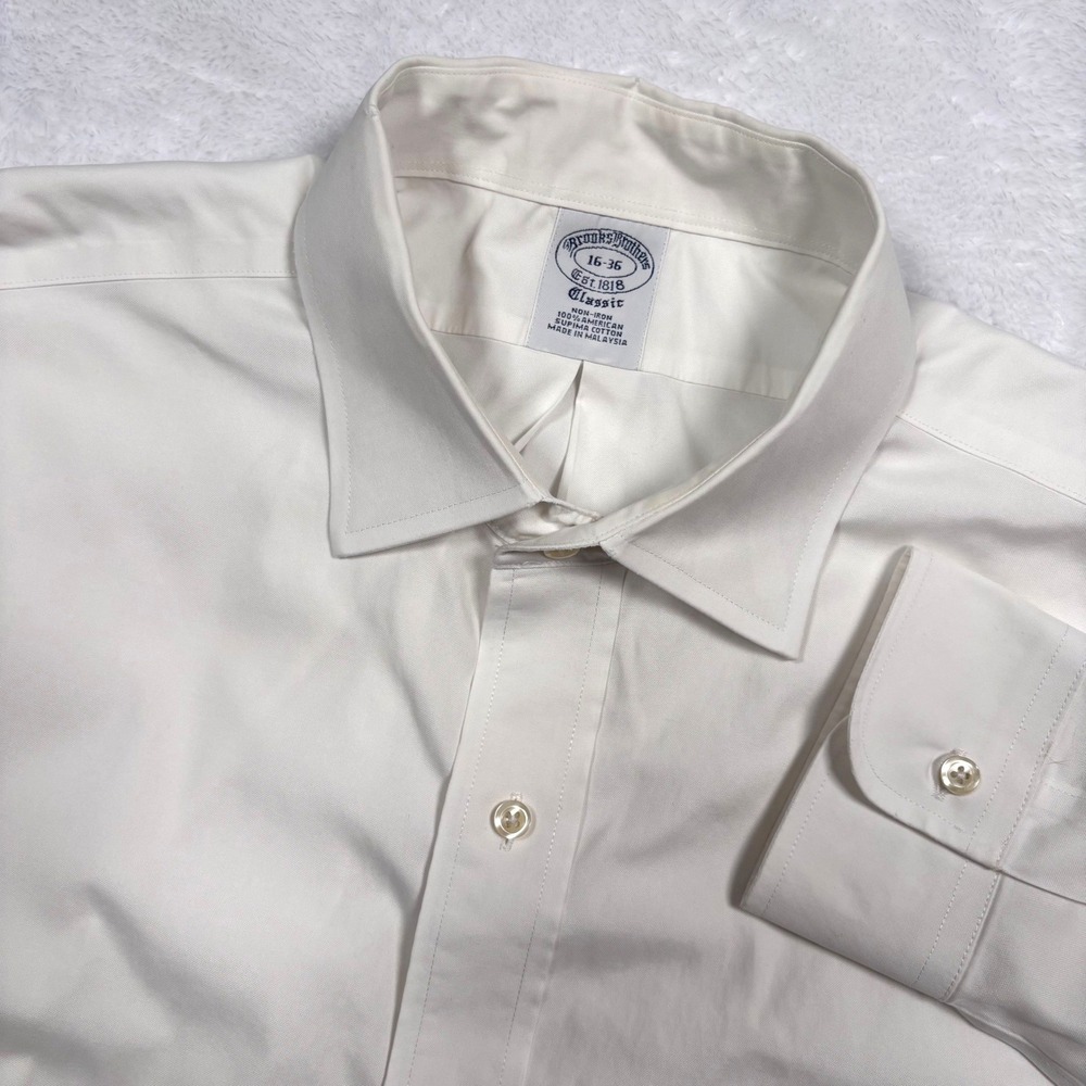 Brooks Brothers Button Up Shirt Mens 16-36 Classic White Non-Iron Oxford Dress